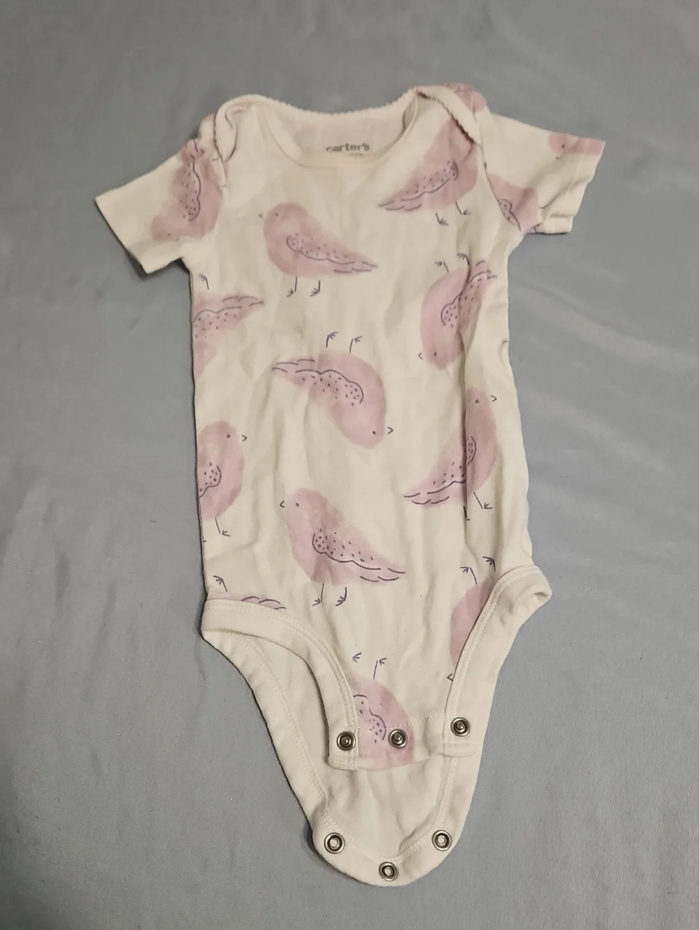 Carter's White Bodysuit with Pink Bird Print